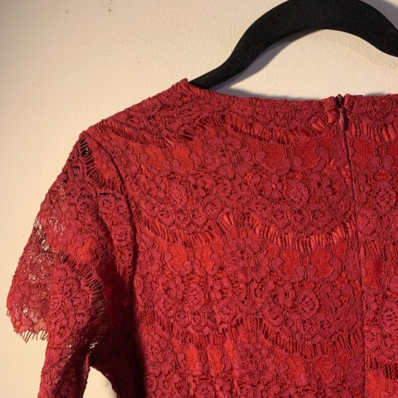 Red Lace Midi Dress - Picture 7 of 12